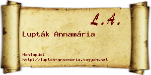 Lupták Annamária névjegykártya